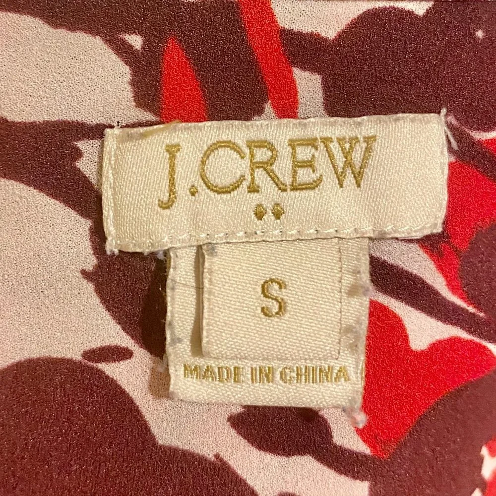 J.Crew Abstract Red/Rust Blouse, Size Small - Picture 4 of 4